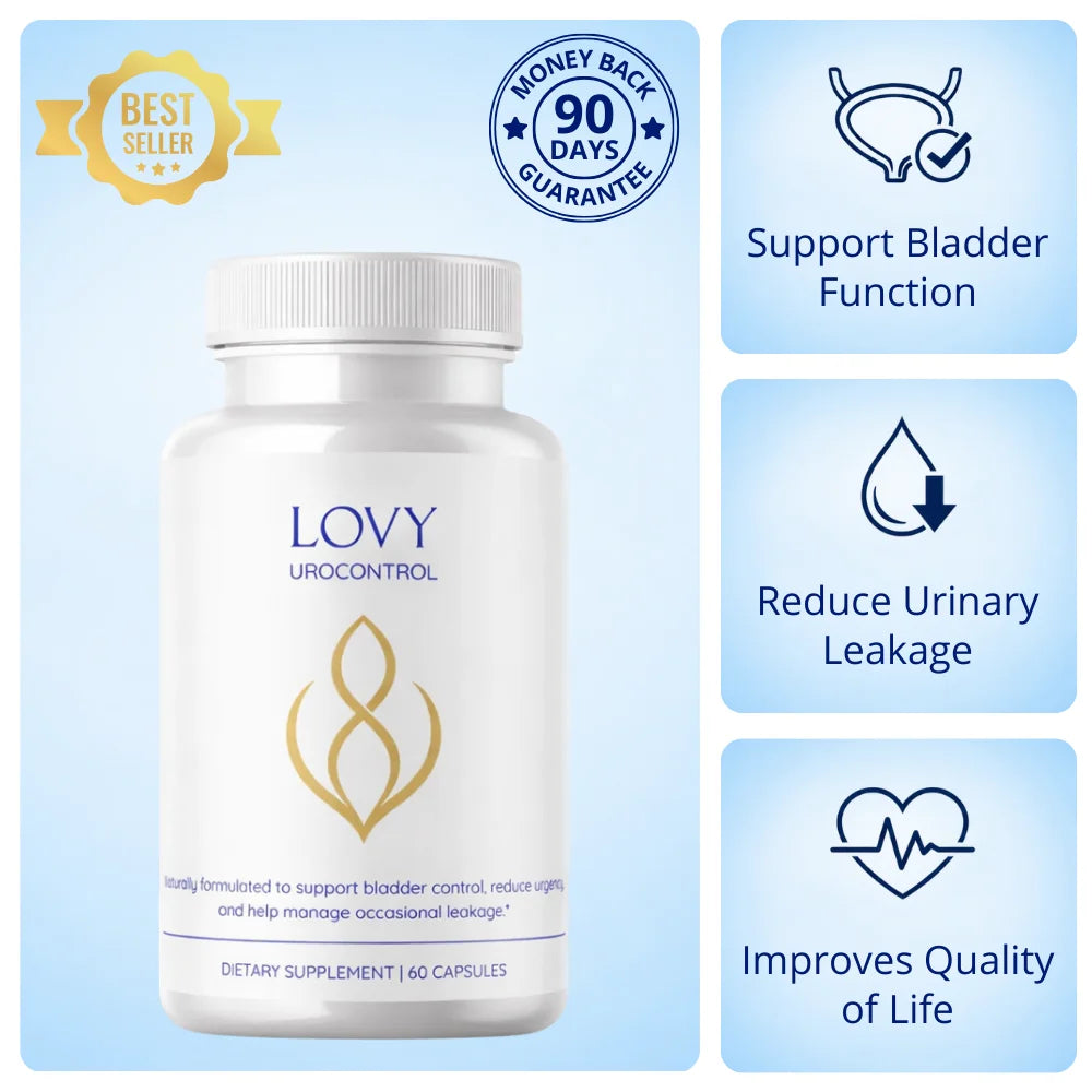 UroControl bladder support supplement bottle with key benefits