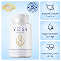 Vessa UroControl bladder support supplement bottle with key benefits